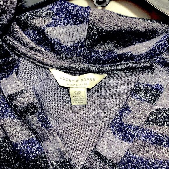 Lucky brand | Women’s Boho Soft Navy Blue Camouflage Hoodie Sweatshirt - Picture 6 of 11